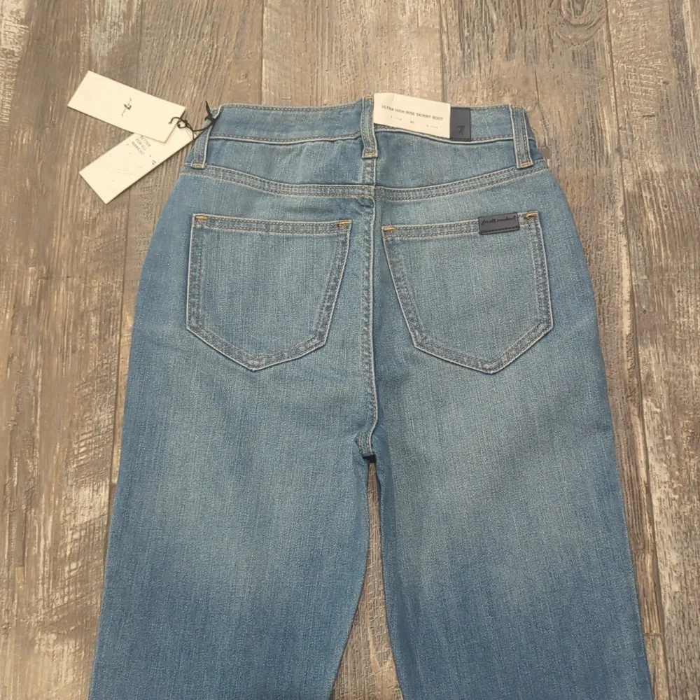 7FAMK Ultra High Rise Skinny Boot jeans 7U413567 color Golden Hour sz23 Tall NWT - Picture 10 of 15